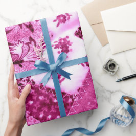 ギフトラッピング転が紙ピンクホワイトフローラキルト ラッピングペーパー