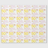 ギフトラップという，50歳のデイジーの花 ラッピングペーパー (フラット)