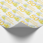 ギフトラップという,50歳の春のフラワーアート ラッピングペーパー (角)