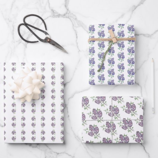 ギフトラップシートセット – NGA水彩Lilacs ラッピングペーパーシート (正面)