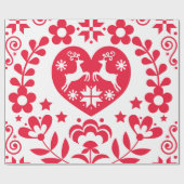 ギフトラップスカンジナビアフォークパターンクリスマス ラッピングペーパー (フラット)