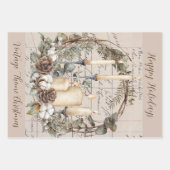 ギフトラップセット3ヴィンテージテーマクリスマス ラッピングペーパーシート (正面2)