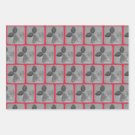 ギフトラップセット3枚ゴールデンピネコン ラッピングペーパーシート