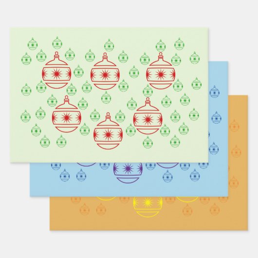 ギフトラップセット – ラウンドツリーオーナメント ラッピングペーパーシート (セット)