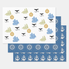 ギフトラップセット – 航海のテーマ ラッピングペーパーシート