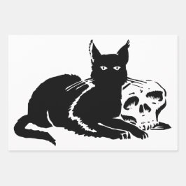 ギフトラップフラットシートセットハロウィンブラック及びホワイト ラッピングペーパーシート