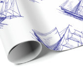 ギフトラップラッピング紙ブルーセイルボート船 ラッピングペーパー (ロールコーナー)