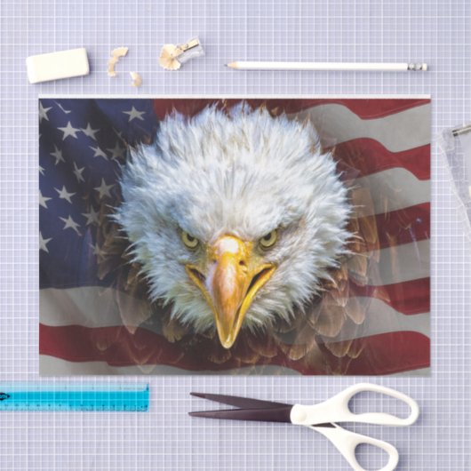 ギフトラップ用の米国国旗とイーグルの組織 薄葉紙 (クラフト)