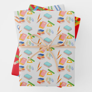 ギフトラップ、ペン、鉛筆、学校の材料 ラッピングペーパーシート