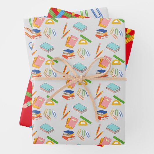 ギフトラップ、ペン、鉛筆、学校の材料 ラッピングペーパーシート (インサイチュ)
