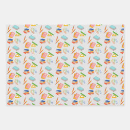 ギフトラップ、ペン、鉛筆、学校の材料 ラッピングペーパーシート