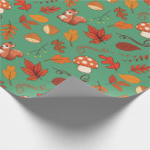 ギフトラップ：栗、リス、きのこ離れと ラッピングペーパー (角)