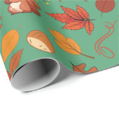 ギフトラップ：栗、リス、きのこ離れと ラッピングペーパー (ロールコーナー)