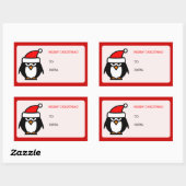 ギフトラベルからメリークリスマスサンタペンギン 長方形シール (シート)