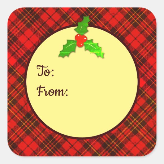 ギフトラベルから明るい赤のクリスマス スクエアシール (正面)