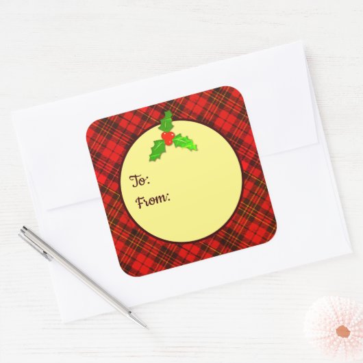 ギフトラベルから明るい赤のクリスマス スクエアシール (封筒)