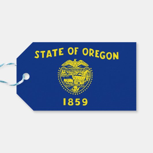 ギフトラベルとオレゴン州旗州(米国) ギフトタグ (裏面横)