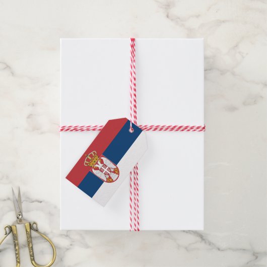 ギフトラベルとセルビア国旗 ギフトタグ (より糸付き)