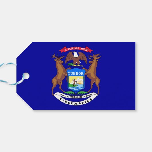 ギフトラベルとミシガン州旗州(米国) ギフトタグ (裏面横)