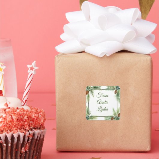 ギフトラベルのクリスマス スクエアシール (パーティー)