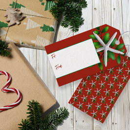 ギフトラベルのスターフィッシュレッドクリスマスタイ ギフトタグ