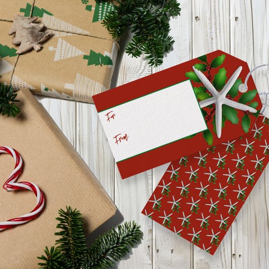ギフトラベルのスターフィッシュレッドクリスマスタイ ギフトタグ