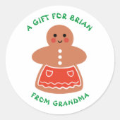 ギフトラベルへ行き来するキュートクリスマスジンジャーパン ラウンドシール (正面)