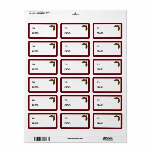 ギフトラベルをホリー ラベル (フルシート)