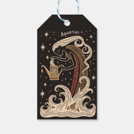 ギフトラベルアクエリアス天〔占星術の〕十二宮図アート ギフトタグ (正面)
