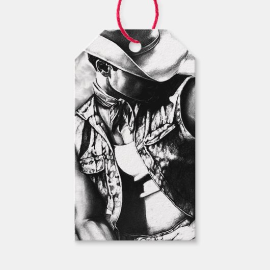 ギフトラベルキッ男性へトカウボーイカントリーファインアート ギフトタグ (正面)