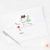 ギフトラベルクリスマス雪だるまシール ラウンドシール (封筒)