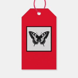 ギフトラベルバタフライブラックとレッド ギフトタグ