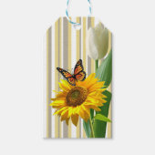 ギフトラベルヒマワリ白チューリップバタフライ ギフトタグ (正面)
