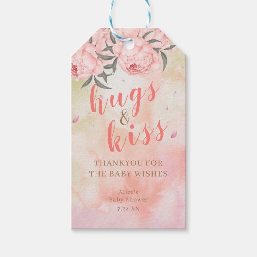 ギフトラベルベビーシャワーピンクフローラ ギフトタグ (正面)