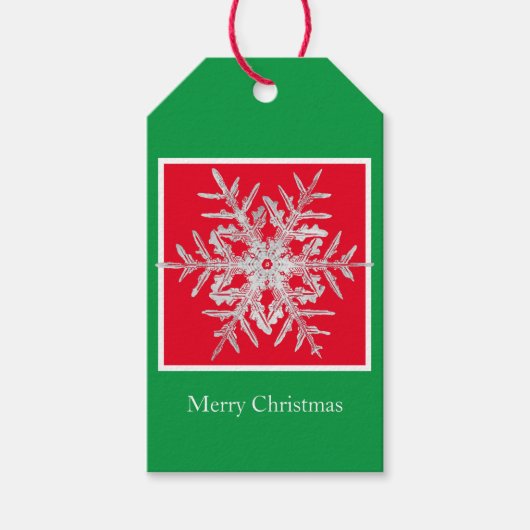ギフトラベルメリークリスマスベントレースノーフレーク ギフトタグ (正面)