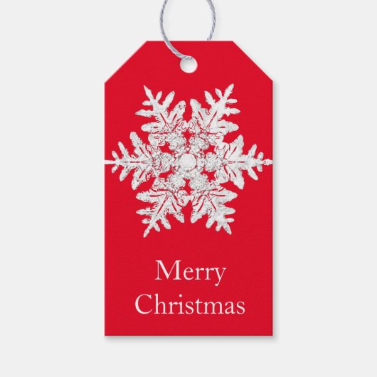 ギフトラベルメリークリスマスベントレースノーフレーク ギフトタグ (正面)