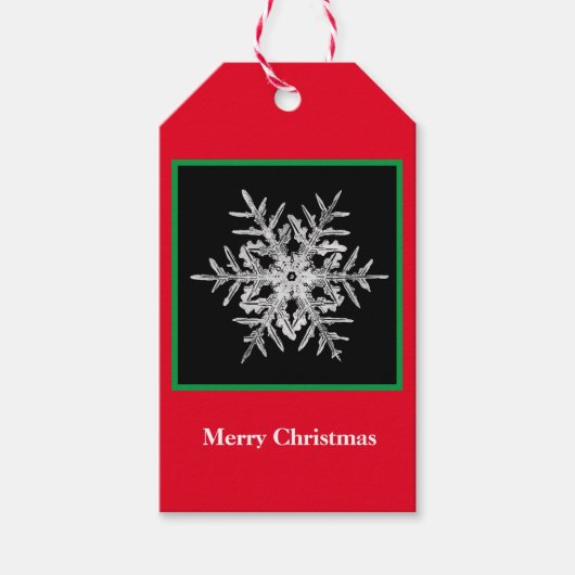 ギフトラベルメリークリスマスベントレースノーフレーク ギフトタグ (正面)