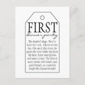 ギフトラベルワインボトル – ファーストディナーパーティー ポストカード (正面)