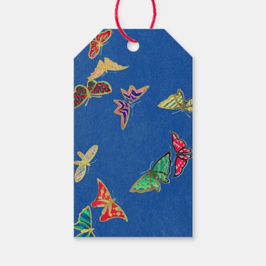 ギフトラベル任意の大事な行事蝶オンブルー ギフトタグ (正面)