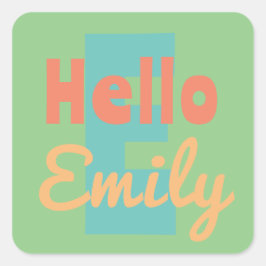 ギフトラベル個人名ミントグリーンピーチ スクエアシール