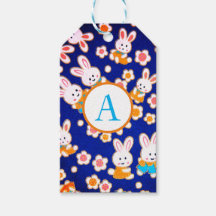 ギフトラベル日本のバンニーと花DIYイニシャル