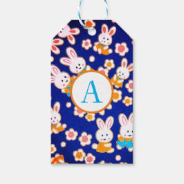 ギフトラベル日本のバンニーと花DIYイニシャル ギフトタグ