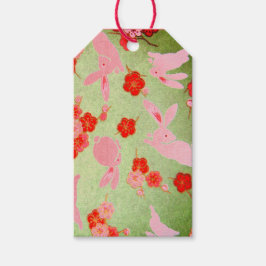 ギフトラベル日本のピンクバンニオングリーン ギフトタグ