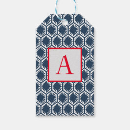 ギフトラベル日本のブルー模様付イニシャル ギフトタグ