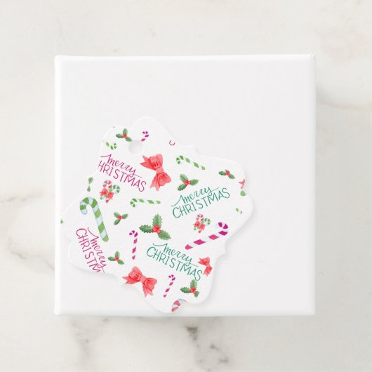 ギフトラベル水の色メリークリスマスキャンディカン フェイバータグ (インサイチュ)