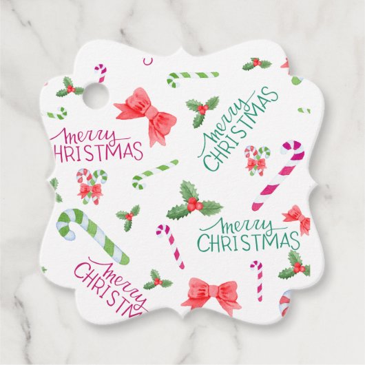 ギフトラベル水の色メリークリスマスキャンディカン フェイバータグ (正面)
