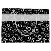 ギフトラベル誕生日95ナンバーパターンブラック/ホワイト ラージペーパーバッグ (裏面)