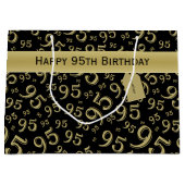 ギフトラベル誕生日95ナンバーパターンブラック/金ゴールド ラージペーパーバッグ (正面)