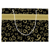 ギフトラベル誕生日95ナンバーパターンブラック/金ゴールド ラージペーパーバッグ (裏面)