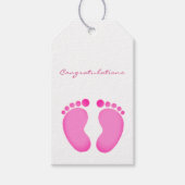 ギフトラベル – おめでとうピンクの足跡 ギフトタグ (正面)